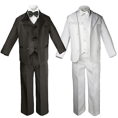 Black White Pick Baby Toddler Kid Teen Boy Wedding Formal Party Tuxedo Suit S-20