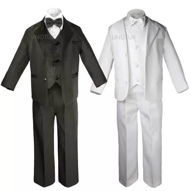 Black White Pick Baby Toddler Kid Teen Boy Wedding Formal Party Tuxedo Suit S-20
