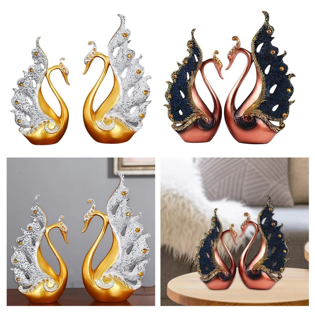 1 paire de Figurines de Statue d'amant de cygne ornements en résine artisanat