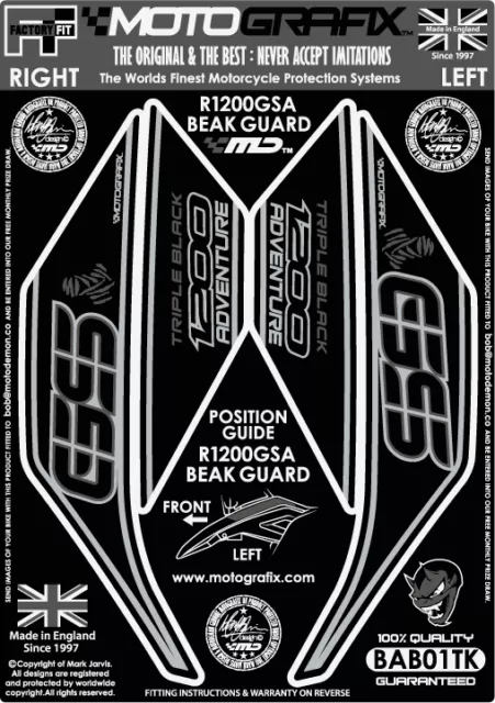 BMW R1200GS Adventure GSA Motorcycle Beak Guard Kit Motografix 3D Gel Protector
