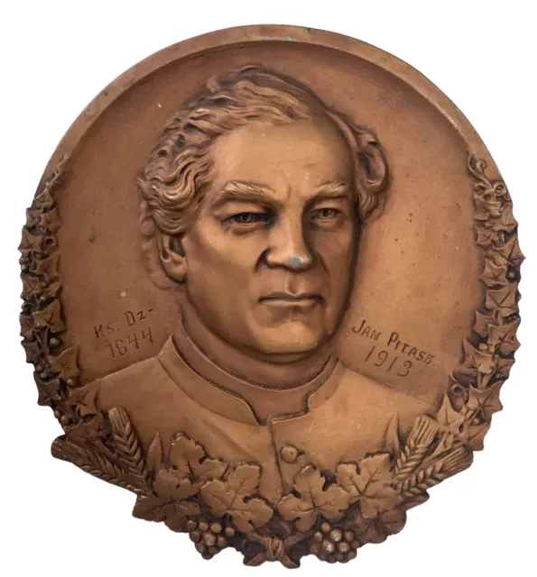 Marion Michael Rzeznik American Art Plaque Jan Pitass NY Gilt Cast Metal 1927