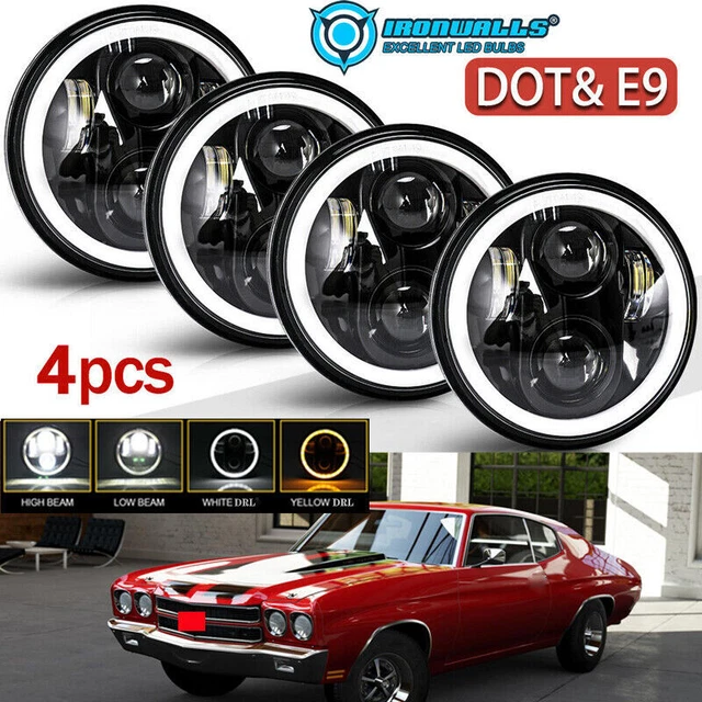 4PCS 5 3/4" 5.75" LED Headlights for CHEVY Corvette Chevelle Impala El Camino