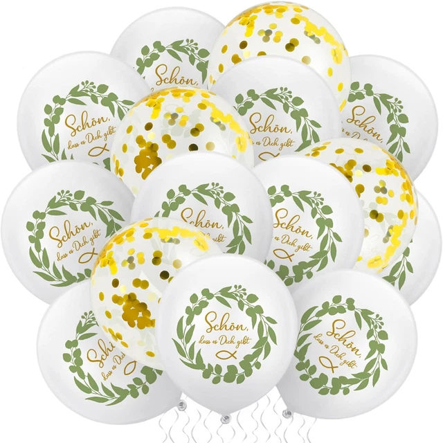 Italienisch Taufe Ballon-Set – 6 Folienballons + 10 Latexballons, Inkl. Kleber & Band, Für Kommunion & Konfirmation