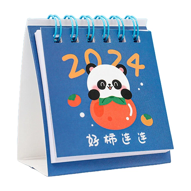 PRACTICAL MINI CALENDAR 2024 Desk Set Cartoon Print Morandi Color