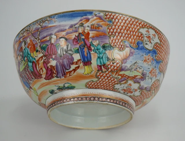 LARGE Antique Chinese Export Famille Rose Porcelain Punch Bowl 18thC QIANLONG #A