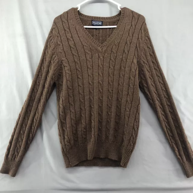 VINTAGE TRUMPETER BROWN Long Sleeve Sweater Size L Mens $16.42 - PicClick
