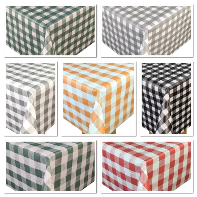 Gingham Check Tablecloth Wipe Clean PVC Vinyl Oilcloth Table Protector Cover