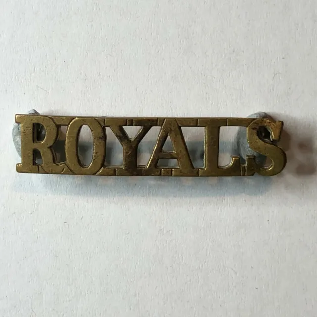 WW2 & Later 1st Royal Dragoons Brass Shoulder title Original