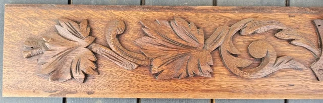 37" Antique French Wood Carved Oak Gothic Pediment Architectural Demon Head 3