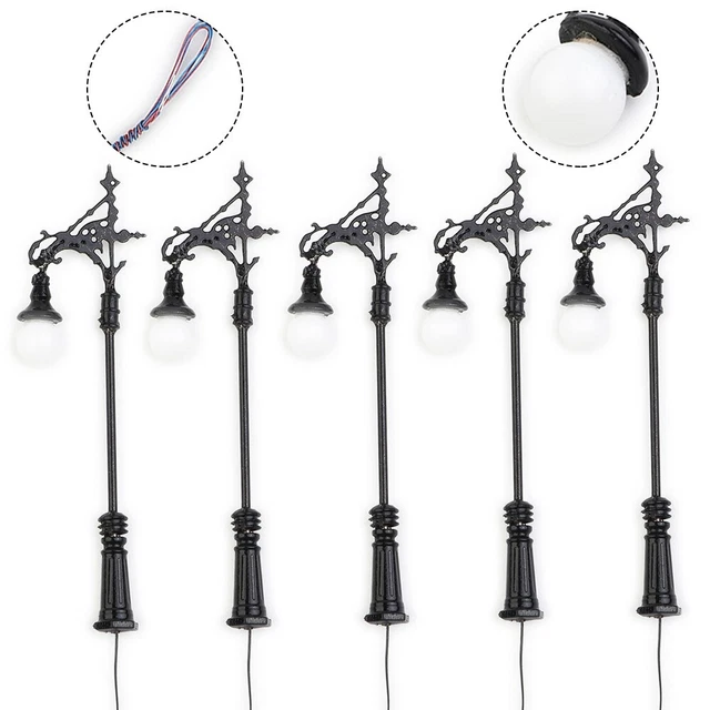 SPORTARC Lot De 3 Lampadaires Miniatures Échelle HO 1:87 - Éclairage LED Pour Maquettes Ferroviaires