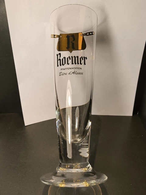 Ancien verre / flûte à bière, émaillée, en verre à facettes, Meteor Pils, Alsace