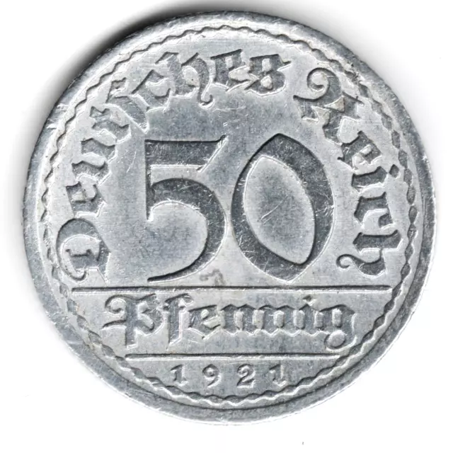 Deutsches Reich 50 Pfennig 1921 Prägestätte A