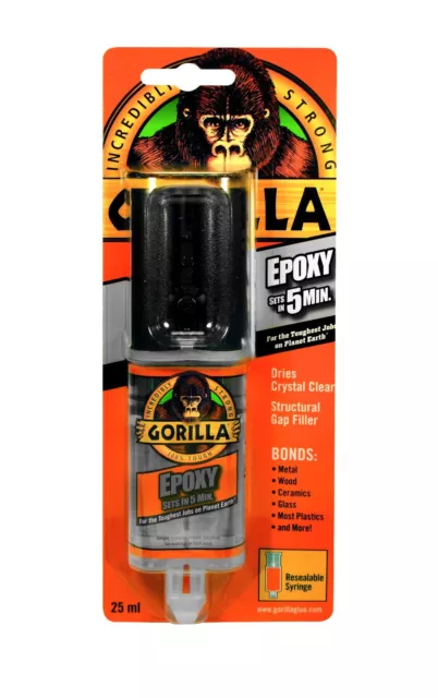 Gorilla Epoxy Glue 5-Minute Clear Dry Incredibly Strong Adhesive 25ml