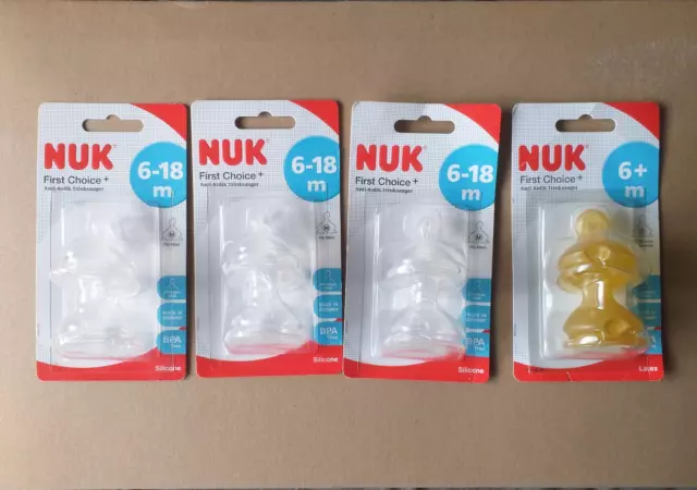 8 Stück (4 Pak.) NUK First Choice+ Anti Kolik Trinksauger Set neu 6 x M, 2 x S