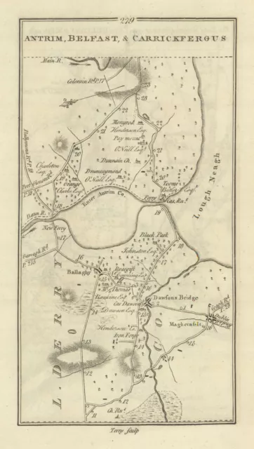 #279 Lough Beg/Neagh Magherafelt Castledawson Bellaghy. TAYLOR/SKINNER 1778 map