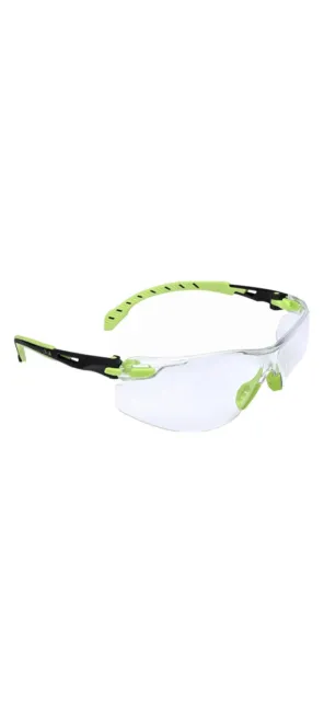 3M Solus Safety Glasses with Green Temples and Clear Anti-Fog Lens ANSI Z87