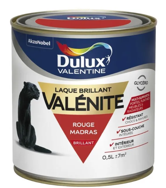 Peinture laque glycéro rouge madras brillant 0.5l DULUX VALENTINE valénite