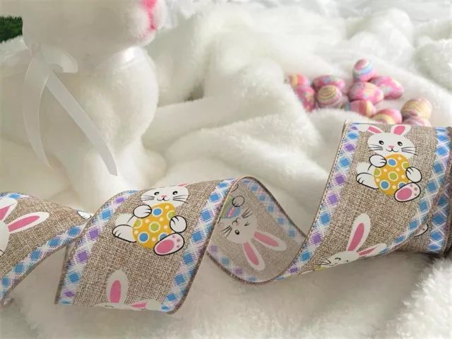 Eleganza cute EASTER BUNNY 31st March 2024 - Luxury Wire Edge Ribbon 63mm