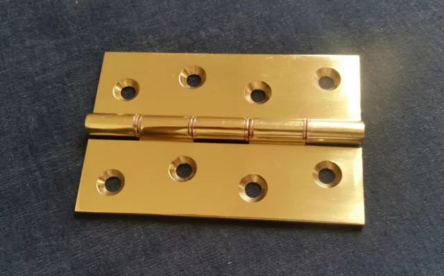 Paire de charnières d'armoire en laiton poli solide 100 mm x 700 mm fixation contre-coupé.