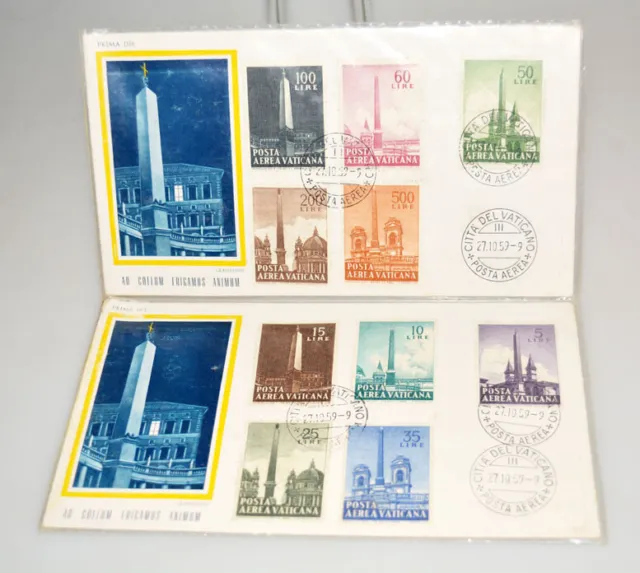 Briefmarken 2 FDC mit ESSt., Vatikanstadt ,Flugpostmarken 1959, Mi.Nr. 317-326