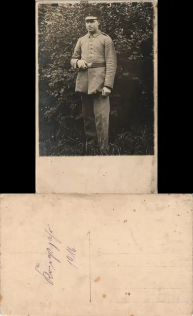 Foto-AK Militär im 1. WK Kriegsfoto eines Soldaten 1914 Privatfoto