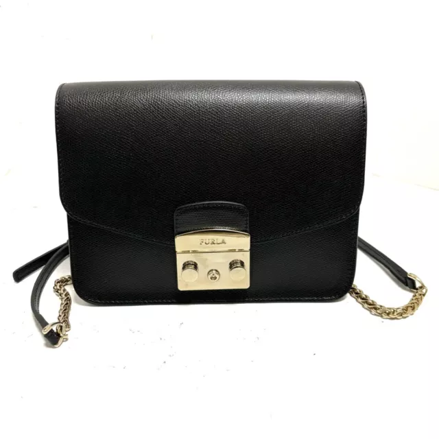 Auth FURLA Metropolis - Black Leather Shoulder Bag