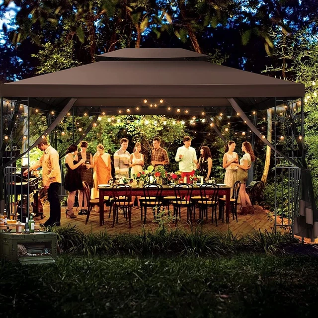 Pavillon 3x4m Gartenpavillon Luxus Partyzelt Gartenzelt Metall Festzelt UVschutz