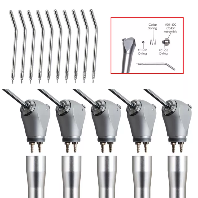 5X Dental Air Water Spray Triple 3 Way Syringe Handpiece +10 Nozzles Tips UK