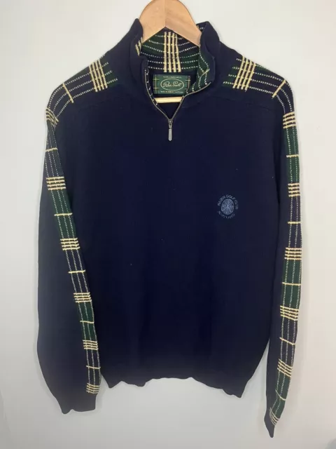 Peter Scott Scotland 100% Lambswool 1/4 Zip Sweater NAIRN GOLF CLUB Men’s Large