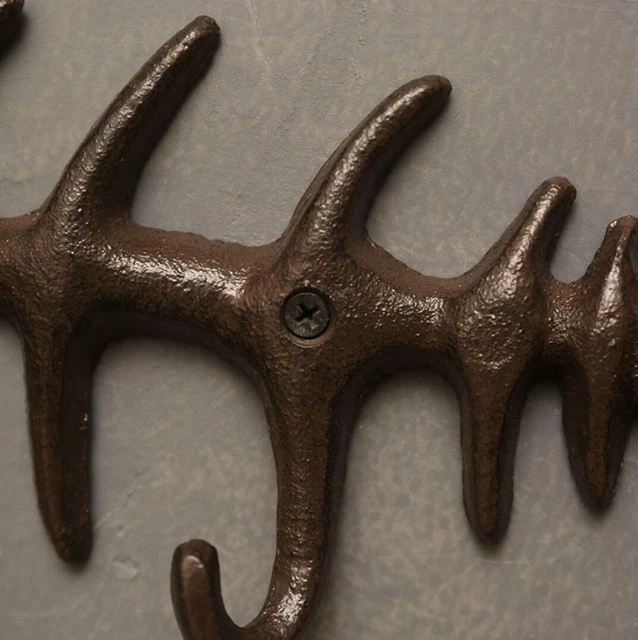 Retro Wall Hanging Hook Coat Hat Key Holder Door Hanger Fish Bone Art Home Decor 3