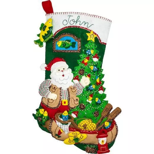 Bucilla 18" Filz Weihnachtsstrumpfset - Lodge Santa 2