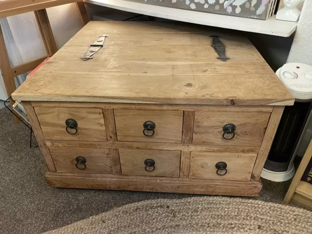 Solid Oak Chest/ Rustic Coffee Table