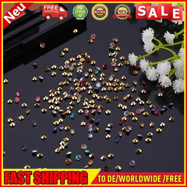 1000 Stück 3 mm Mixed Nail Art Strass Wunderschöne DIY Maniküre Charms (Gold)