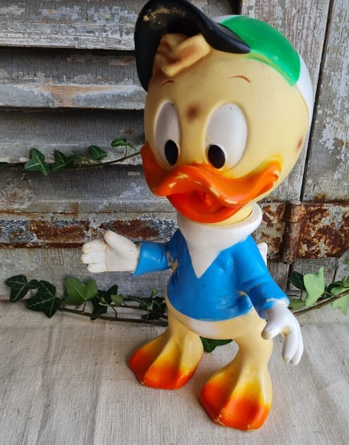 Magnifique grand personnage jouet Donald Duck en plastique vintage