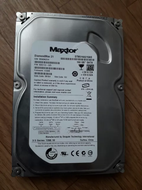 Seagate Maxtor 160GB 3.5" SATA DiamondMax21 STM3160215AS Hard Disk Drive