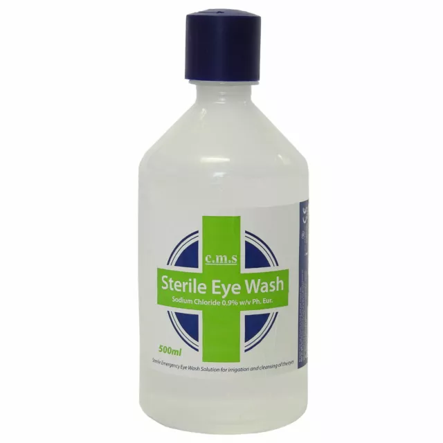 1 x 500ml Bottle of Medical First Aid Sterile Saline Solution Eye & Wound Wash