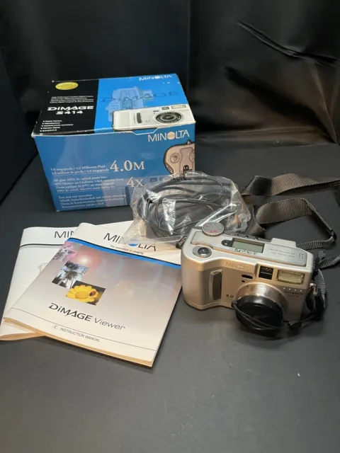 Minolta DiMAGE S414 4.0 MP Digital Camera In Box- Tested/Working w Memory Card