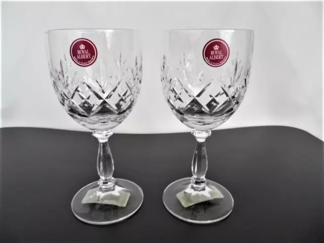 2 x Royal Albert Victoria Wine Goblet Crystal Glasses Unused Doulton Czech Rep