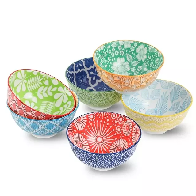 Porcelain Dessert Bowls Cereal Bowl, 4.75 inch Round Small Bowls, 10 oz Colorful