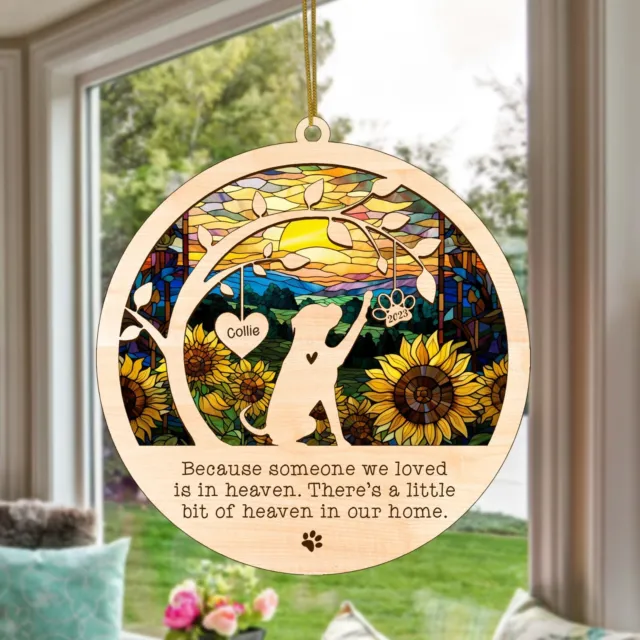 Personalized Boxer Dog Memorial Suncatcher, Christmas Ornament with Name Date