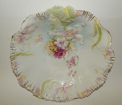 R S Prussia Hidden Image Face Mold Bowl - Ruffled Poppy
