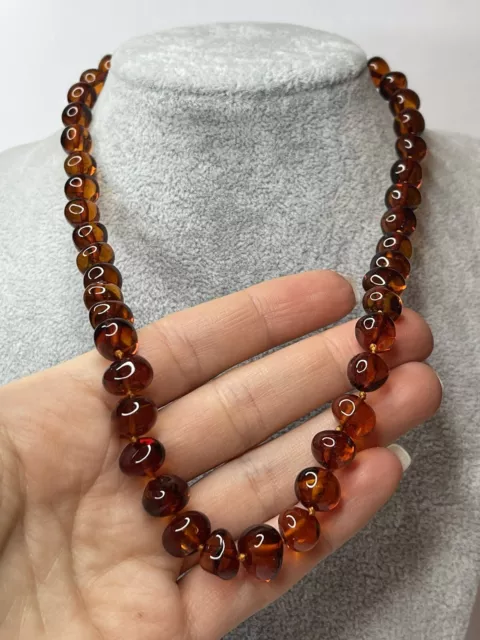 GENUINE SEMI ROUND shape Amber BEADS.DARK COGNAC Amber Beads.Amber Necklace