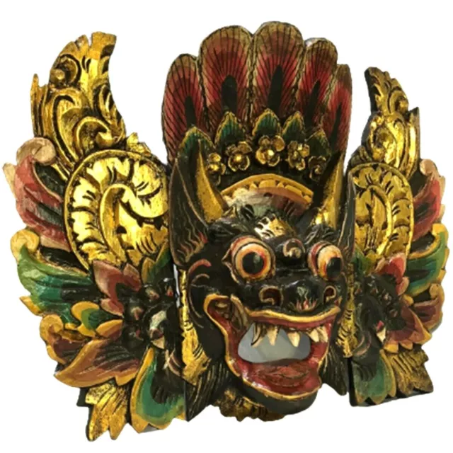 Mask Garuda Dragon Balinese Decor African Black Wood Hindu Eagle Carved Painting