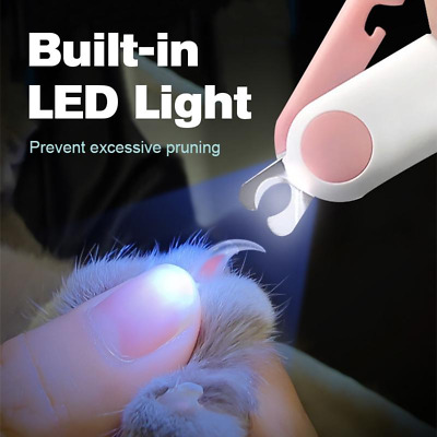 Pet Nail Toe Clippers LED Light Dog Cat Professional Trimmer Safety Guard File