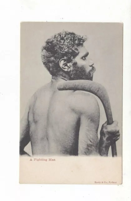 ABORIGINE, ABORIGINAL " A Fighting Man "  VINTAGE postcard c.1900s  AUSTRALIA