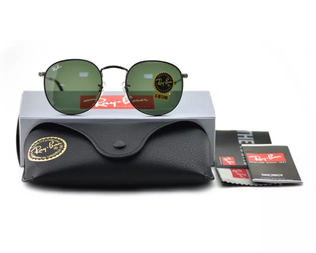 Ray-Ban Sunglasses RB3447 Round Metal Gunmetal Frame Green Classic Lens 50mm