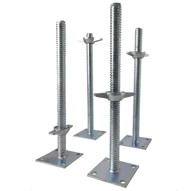 4 Adjustable Leveling Solid Screw Jack W/ Base Plate For Baker-Style Scaffolding