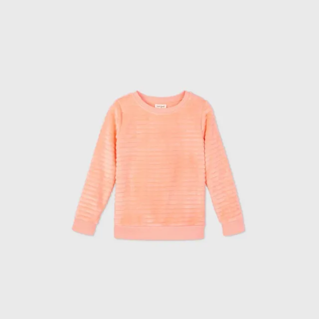 Girls Neon Peach Sherpa Pullover Cat & Jack Size XL 14/16