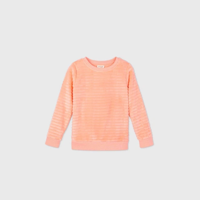 Girls Neon Peach Sherpa Pullover Cat & Jack Size XL 14/16