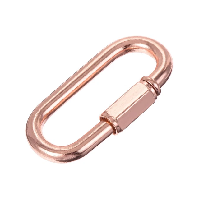 Cadena Conector, 6mm Grueso Eslabones Bloqueo Ovalado Clips Rosa Dorado 6uds